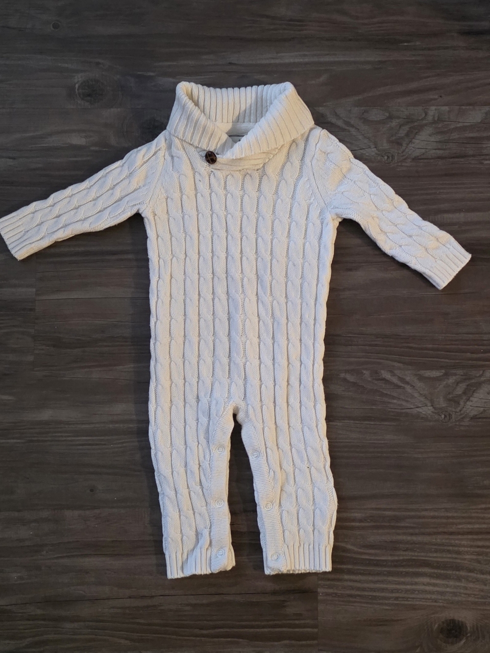 ASPEN Cresm Cable-Knit Romper One-Piece for Kids 0-3 Months Unisex